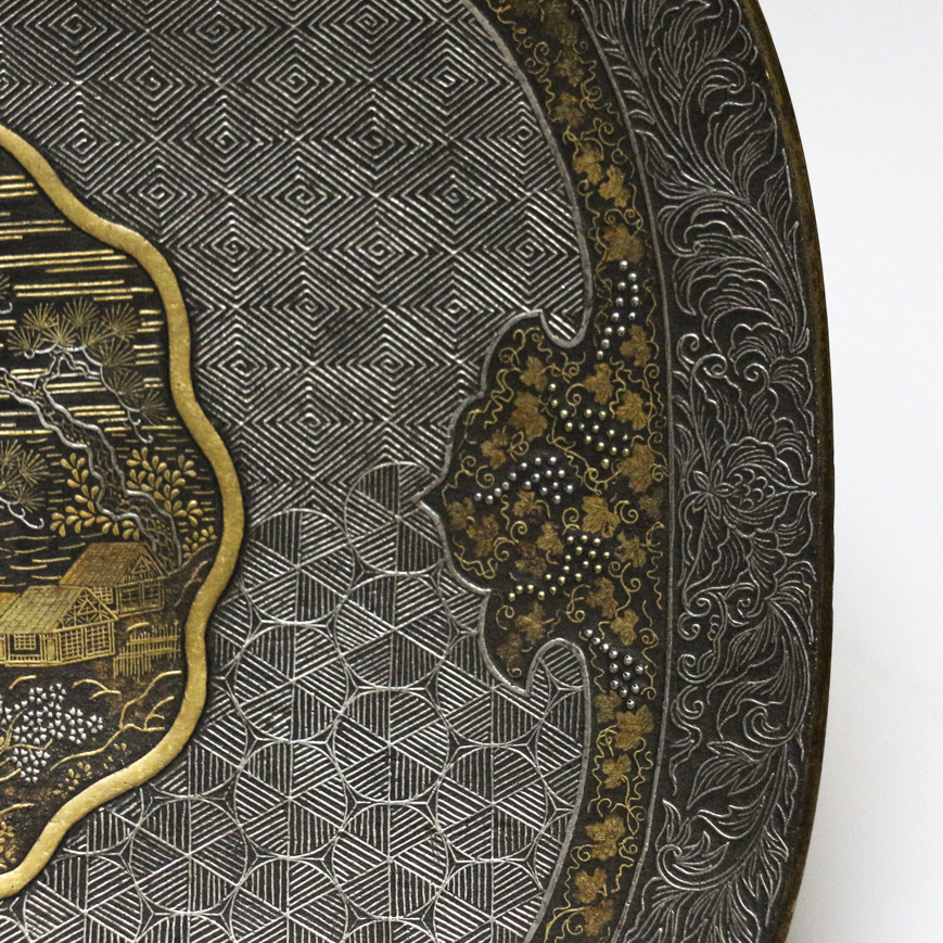 AN KOMAI STYLE IRON PLATE, By SEKI - Meiji